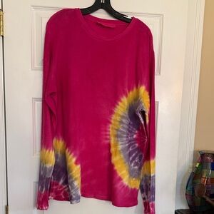 The Elder Statesman Pink and Yellow Tie-Dye Long Sleeve Tee